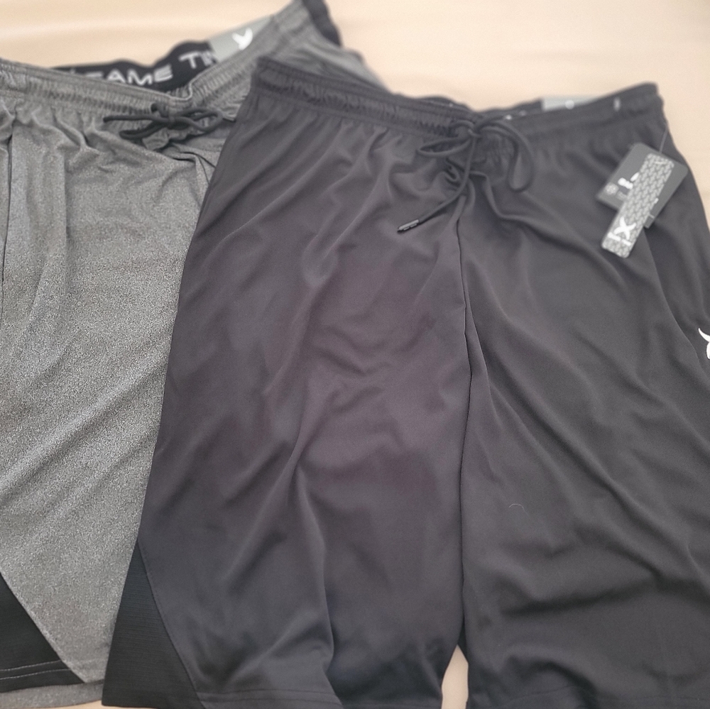2 Pairs Game Time Men's Athletic Shorts - Black and Gray